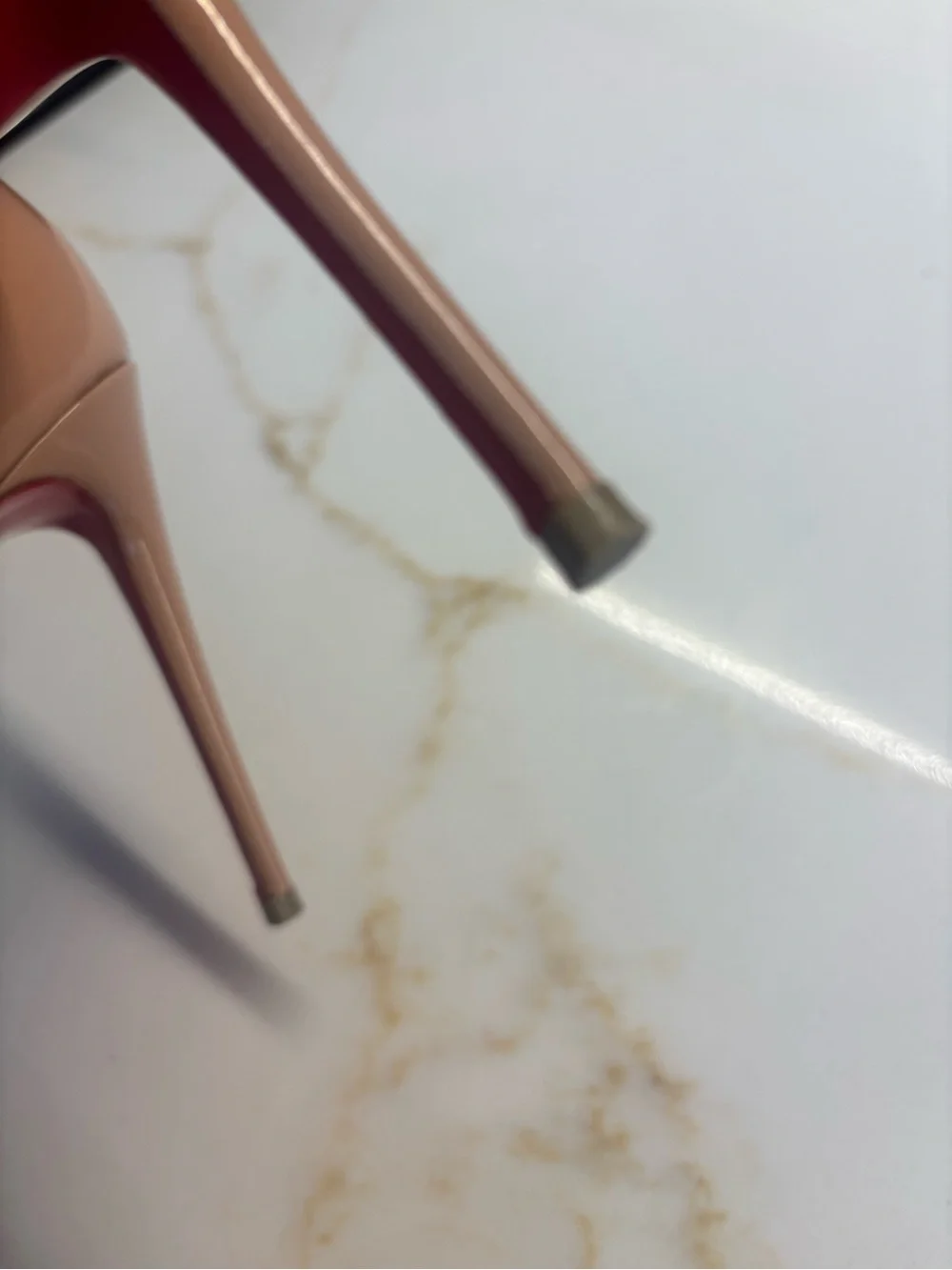 Christian Louboutin Nude Patent Pigalle 100 Pumps - Beige Patent with Red Sole